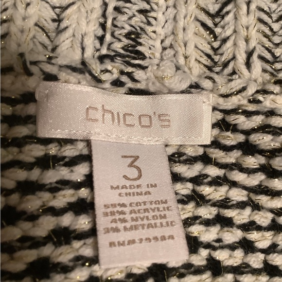 Chico’s women’s 3 gray silver threads shawl collar open front cardigan sweater - Picture 6 of 6